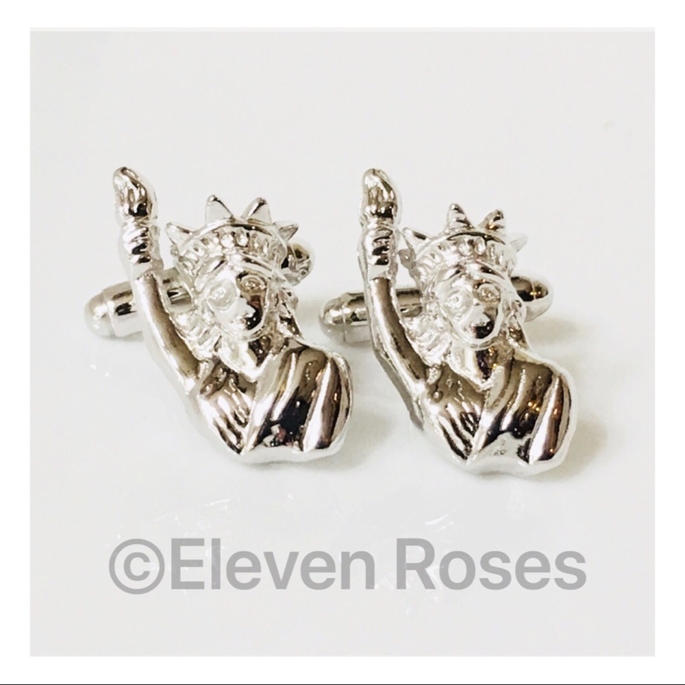 Sterling Silver USA Statue Of Liberty Cuff Links
